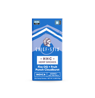 Chief Stix HHC Hemp Smokes 10ct 600mg Fire OG + Fruit Punch Indica - (10pk Carton)