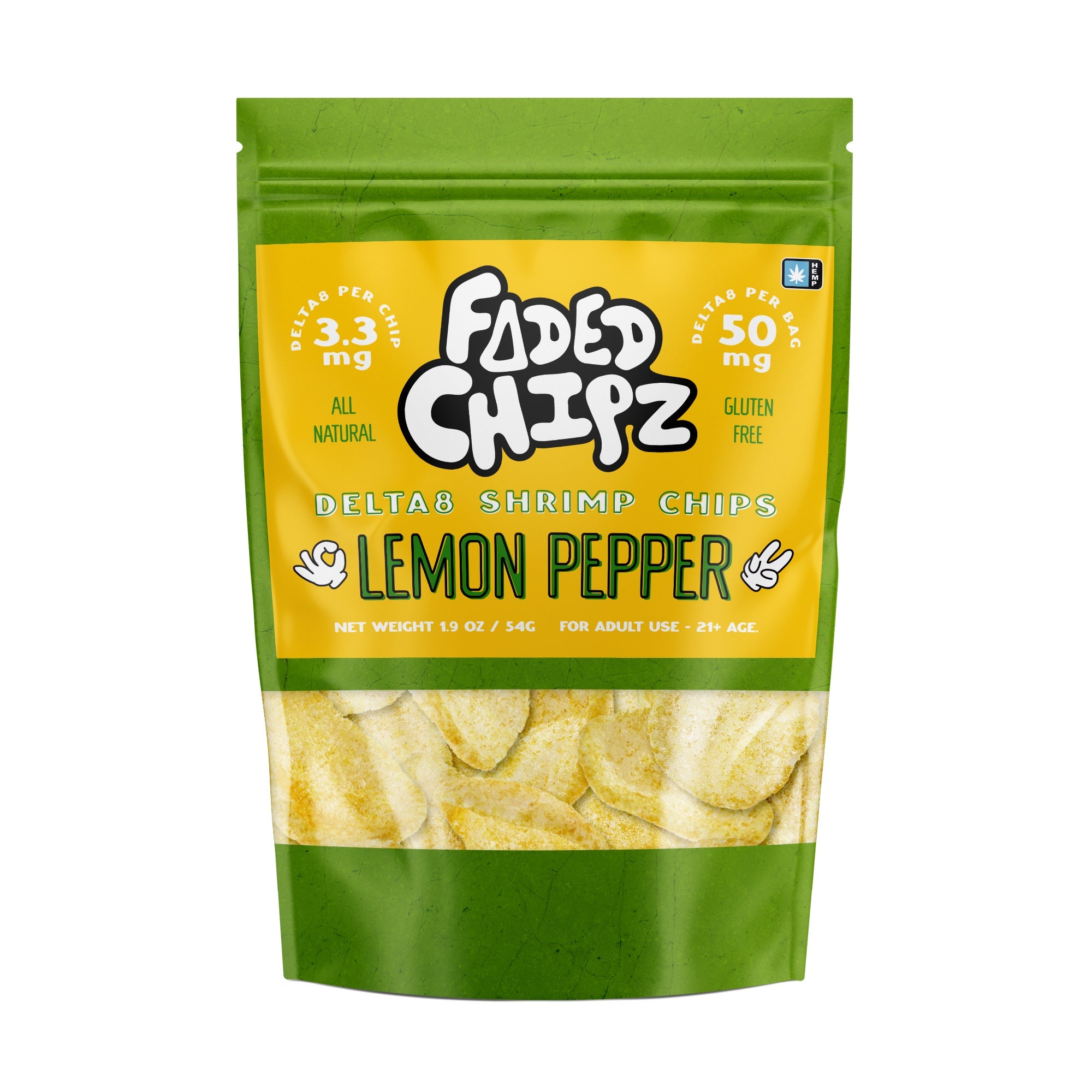 Faded Chipz Delta8 Shrimp Chips 50mg - Lemon Pepper (Unit)
