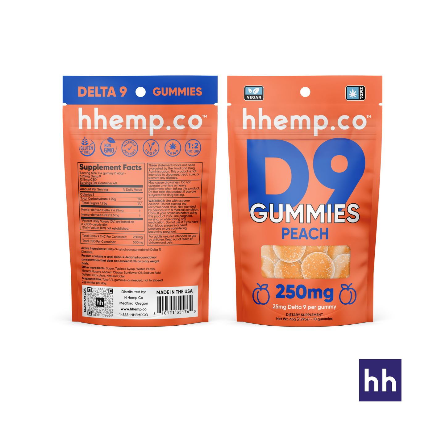 hhemp.co - Delta 9 25mg 10pk Gummies