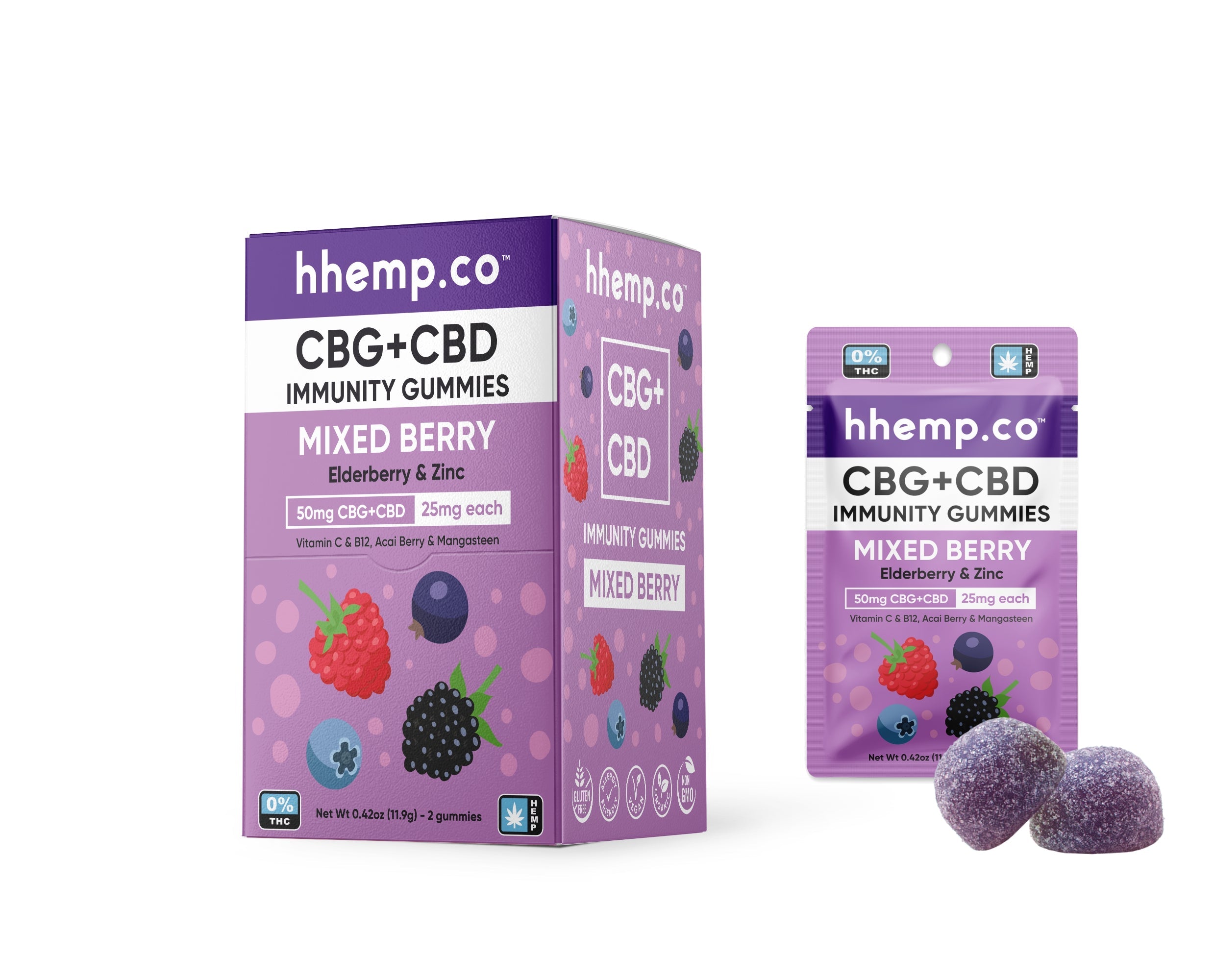CBG+CBD 50mg Immunity Gummies 2/PK - Unit