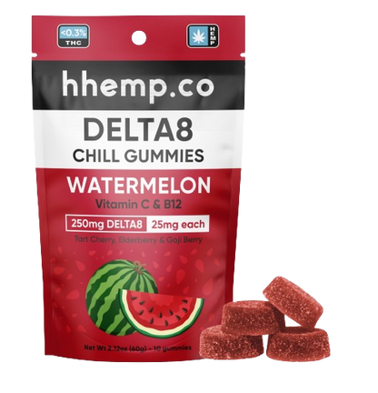 hhemp.co Delta 8 250mg 10pk Chill Gummies Watermelon - (12ct Box)