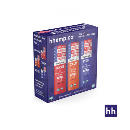 hhemp.co - Wellness Tincture Trio Set (Calm, Focus, and Rest) - Box
