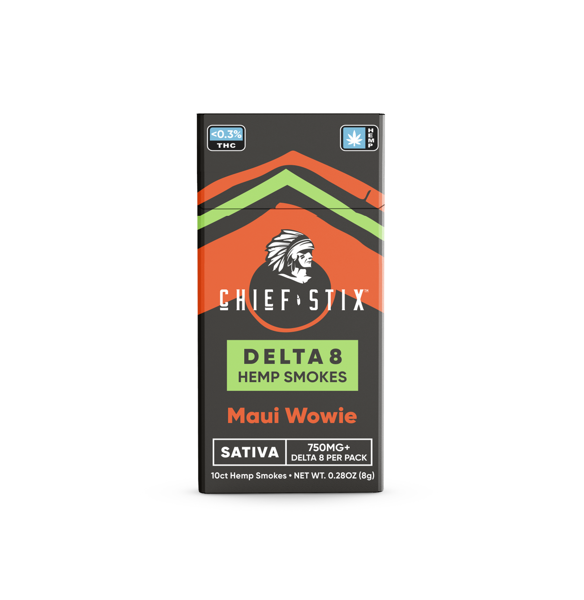 Chief Stix Delta 8 Hemp Smokes 10ct 750mg Maui Wowie - (10pk Carton) - hhemp.co Wholesale 