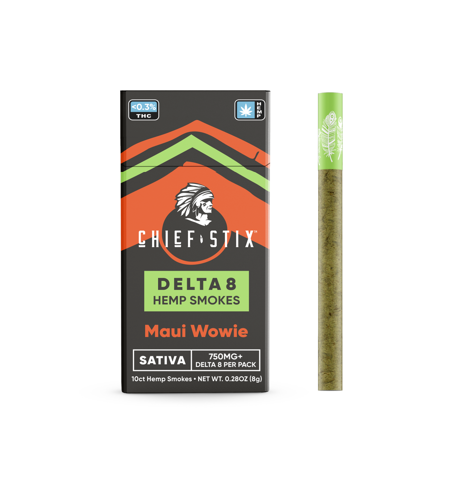 Chief Stix Delta 8 Hemp Smokes 10ct 750mg Maui Wowie - (10pk Carton) - hhemp.co Wholesale 