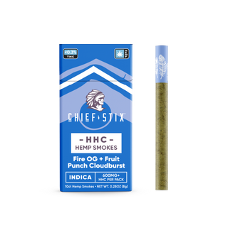 Chief Stix HHC Hemp Smokes 10ct 600mg Fire OG + Fruit Punch Indica - (10pk Carton) - hhemp.co Wholesale 