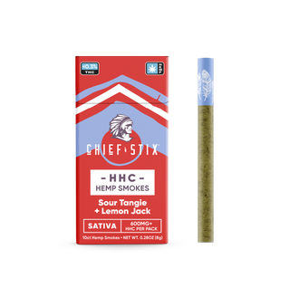 Chief Stix HHC Hemp Smokes 10ct 600mg Sour Tangie + Lemon Jack Sativa - (10pk Carton) - hhemp.co Wholesale 