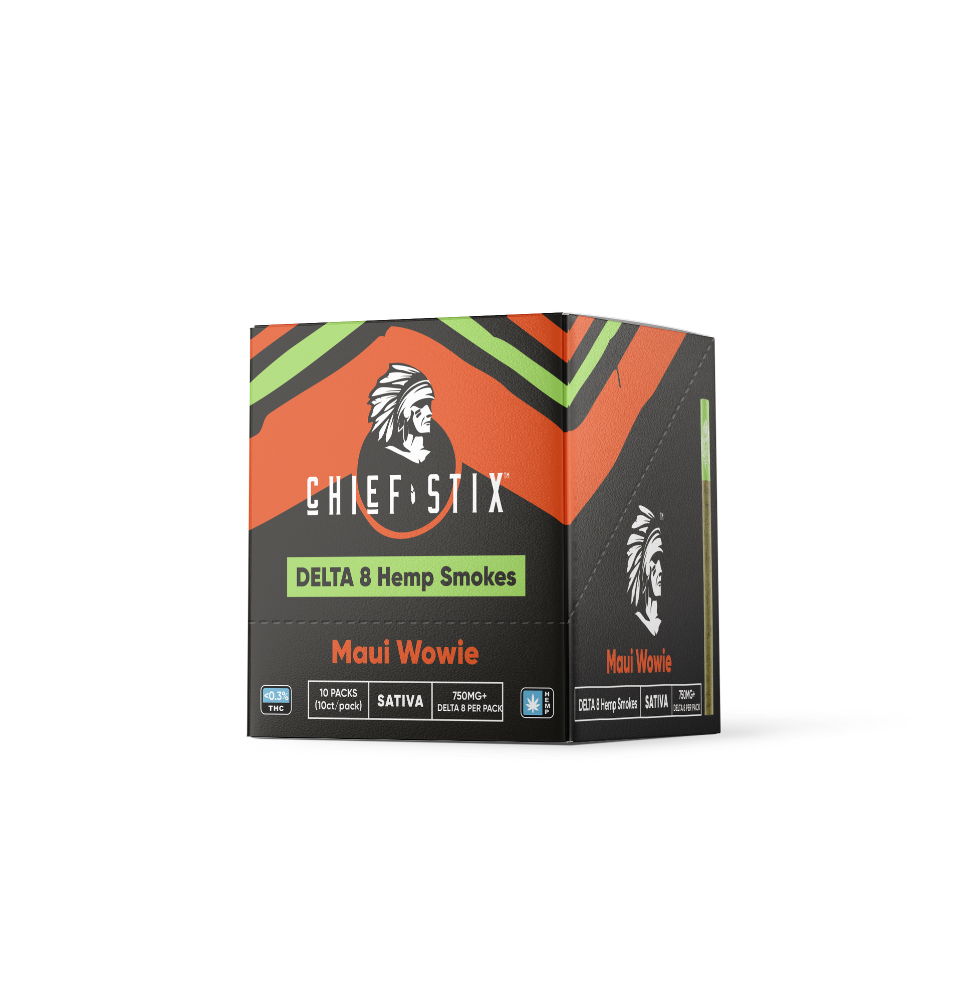 Chief Stix Delta 8 Hemp Smokes 10ct 750mg Maui Wowie - (10pk Carton) - hhemp.co Wholesale 