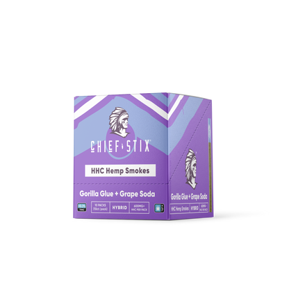 Chief Stix HHC Hemp Smokes 10ct 600mg Gorilla Glue + Grape Soda Hybrid - (10pk Carton) - hhemp.co Wholesale 