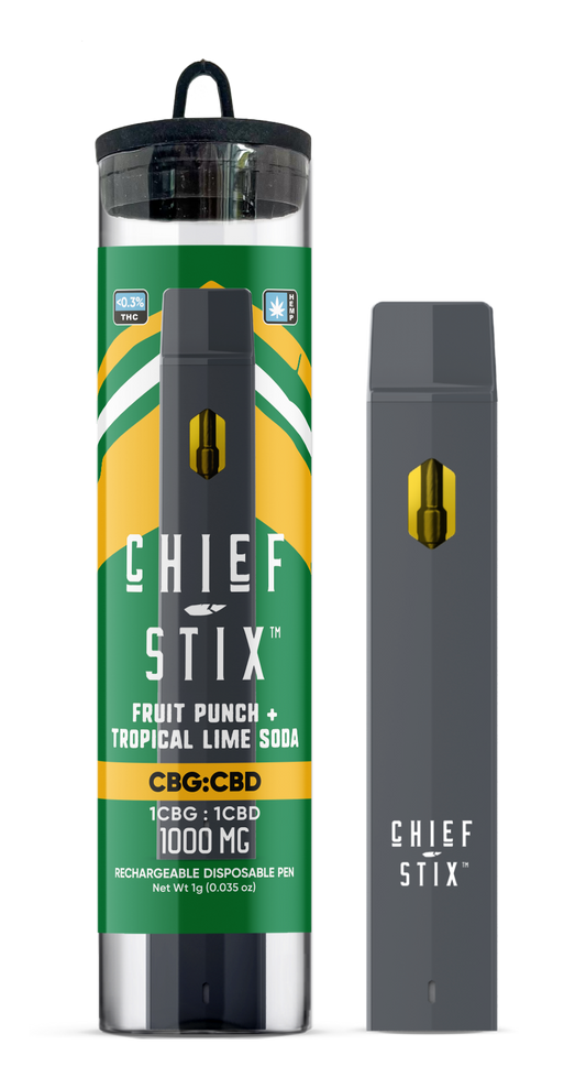 Chief Stix CBG : CBD 1g Disposable Vape Fruit Punch + Tropical Lime Soda - (Unit)