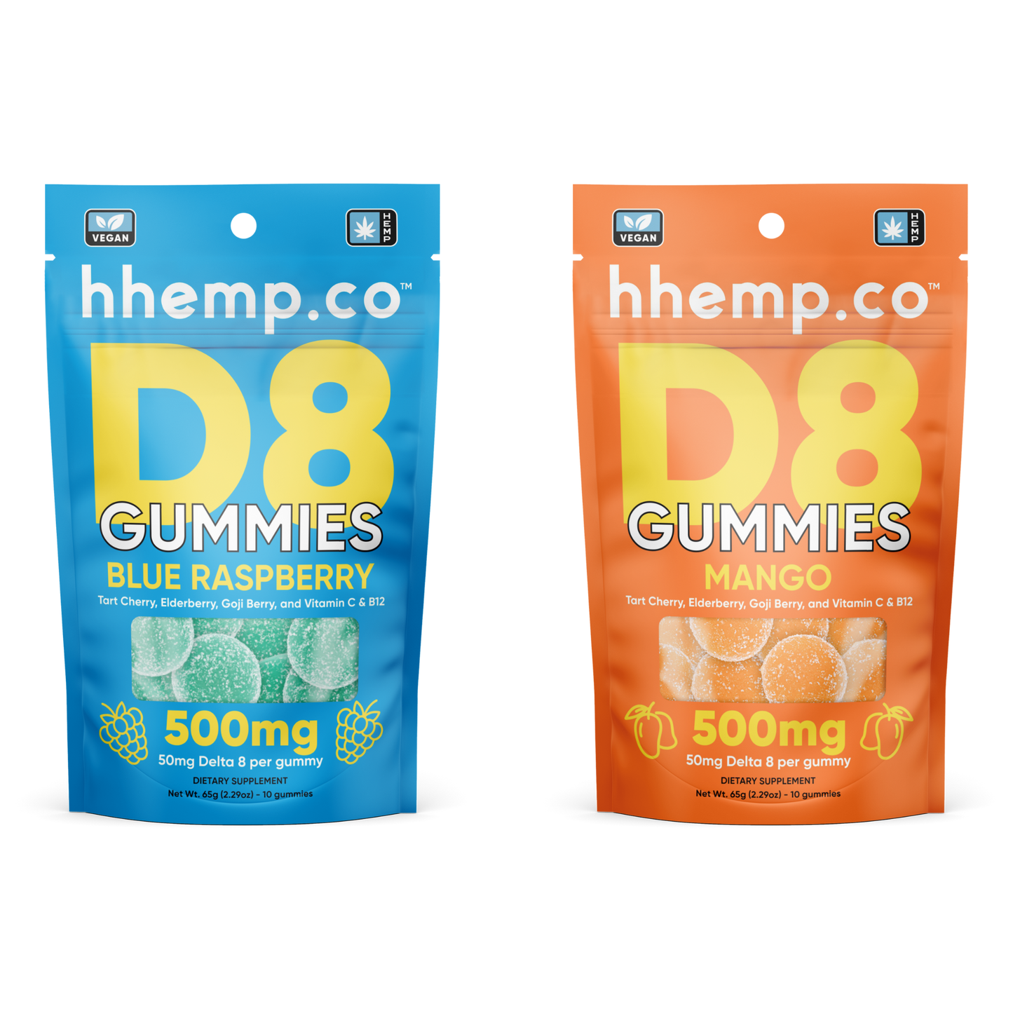 hhemp.co Delta 8 Gummies 10ct 500mg - (12pk Box)