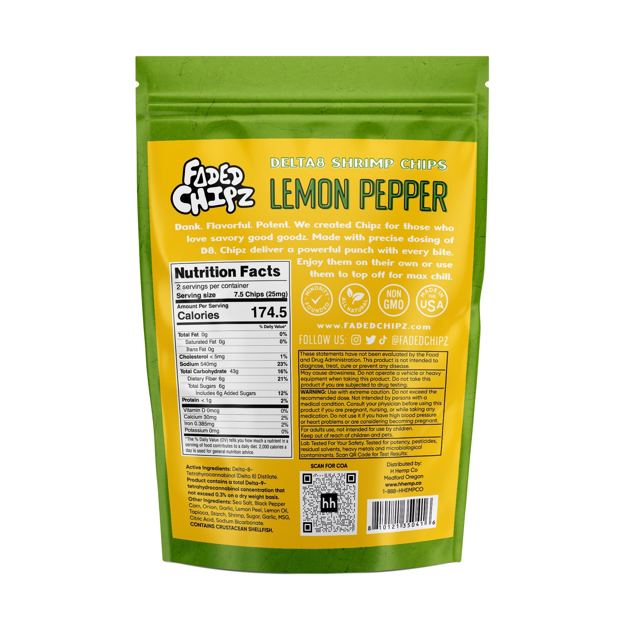 Faded Chipz Delta8 Shrimp Chips 50mg - Lemon Pepper (Unit)