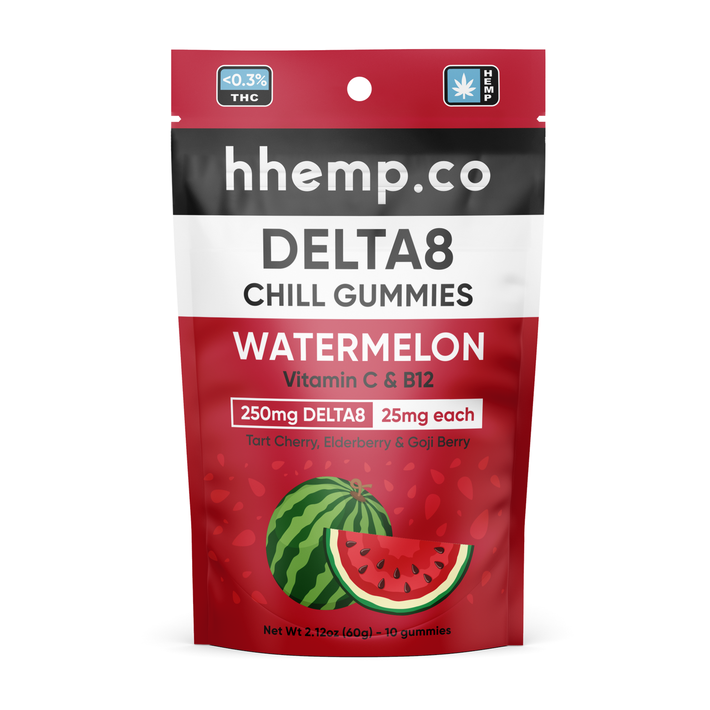 hhemp.co Delta 8 Chill Gummies 250mg 10ct Watermelon - (Unit)