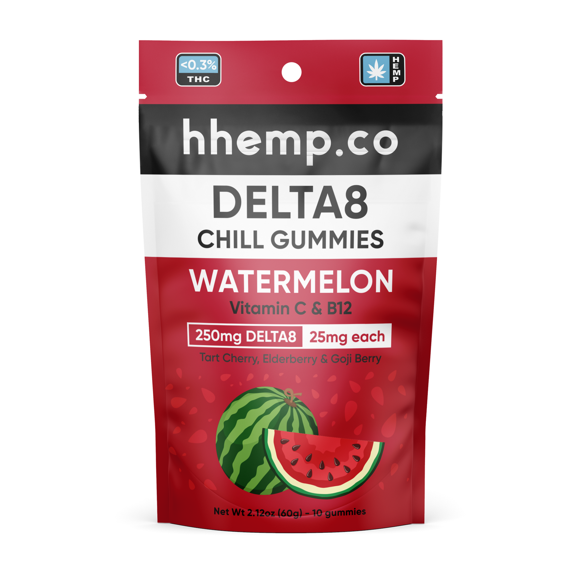 hhemp.co Delta 8 Chill Gummies 250mg 10ct Watermelon - (Unit) - hhemp.co Wholesale 