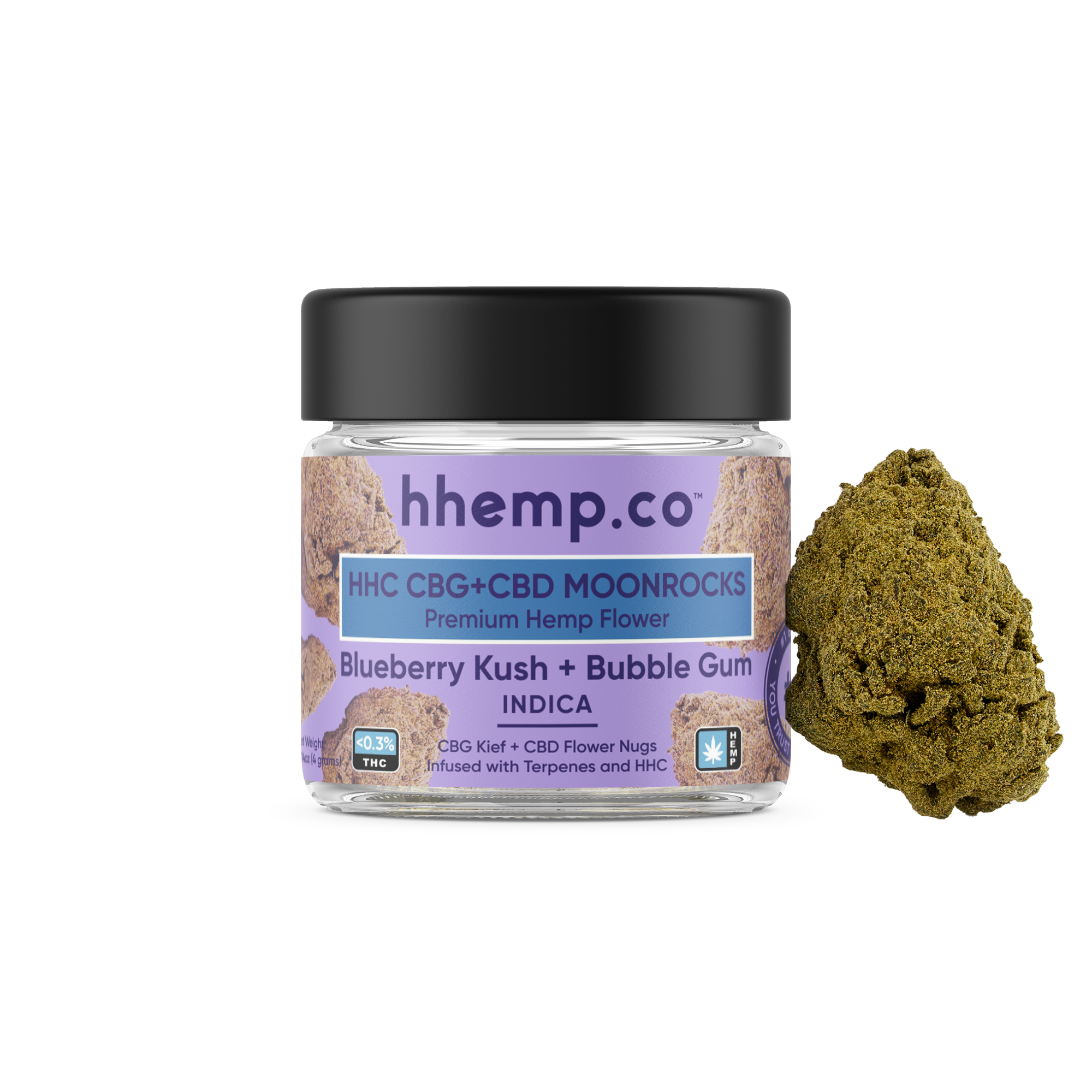 HHC CBG+CBD Moonrocks 4g Flower Jar - Unit
