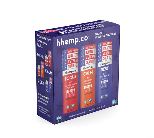 hhemp.co Wellness Tincture Trio Set (Calm, Focus, and Rest) - Box