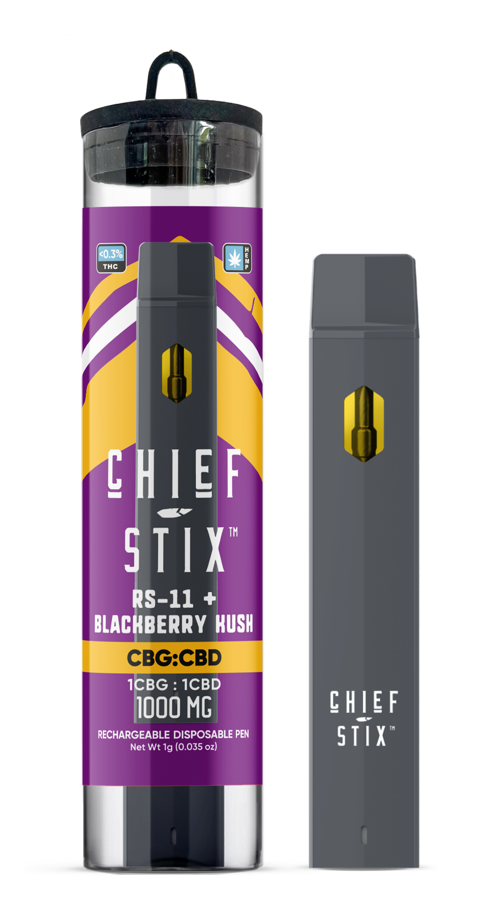 Chief Stix CBG : CBD 1g Disposable Vape RS-11 + Blueberry Kush - (Unit)