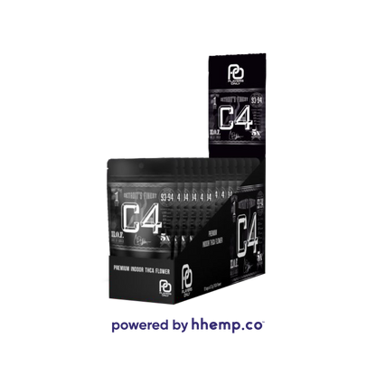 A POS box containing "Players Only 3.5g THCA Flower" with the "C4" strain. The design includes the product name prominently displayed. The overall appearance is modern and appealing, designed to attract attention on store shelves.