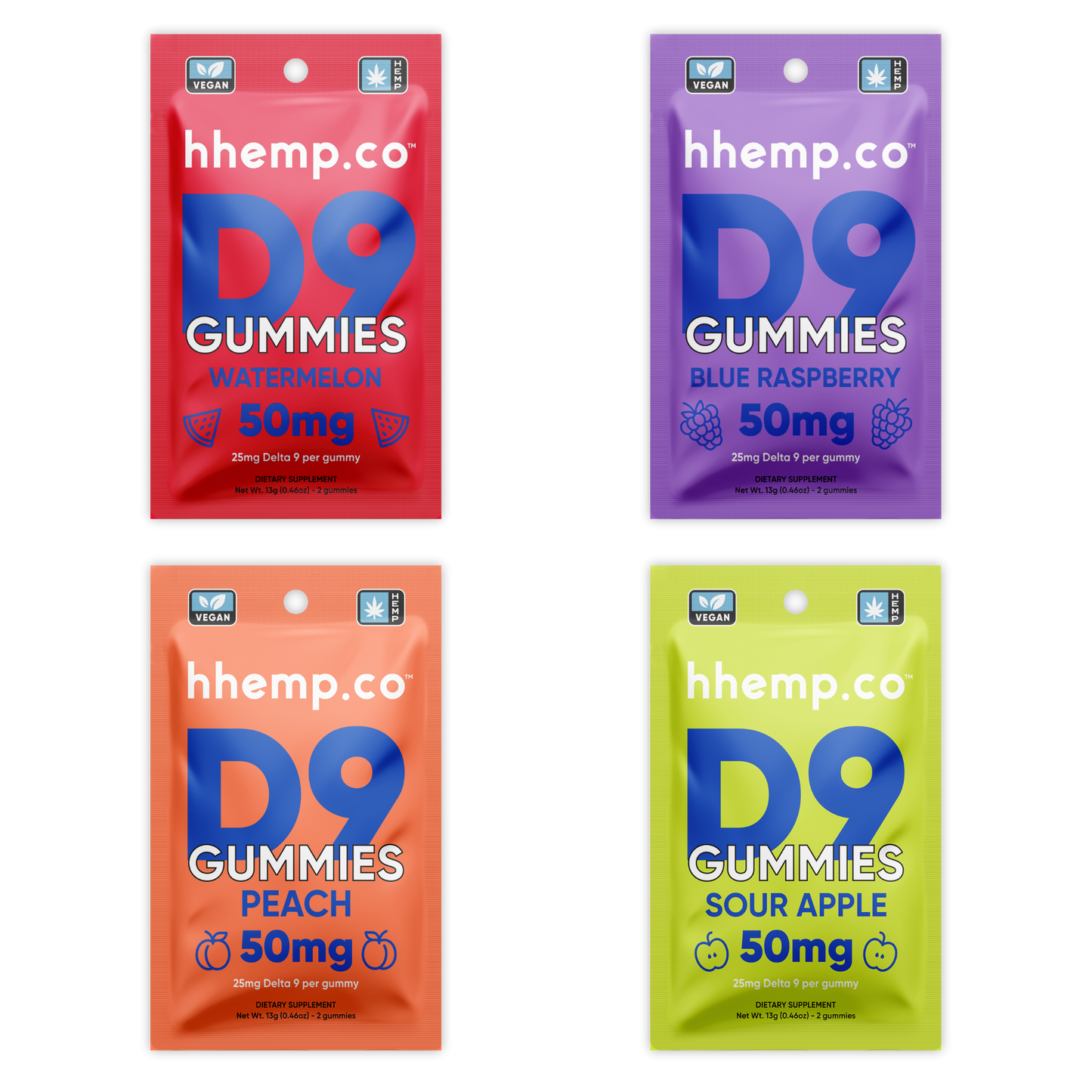 hhemp.co Delta 9 50mg 2pk Gummies - (24ct Box)