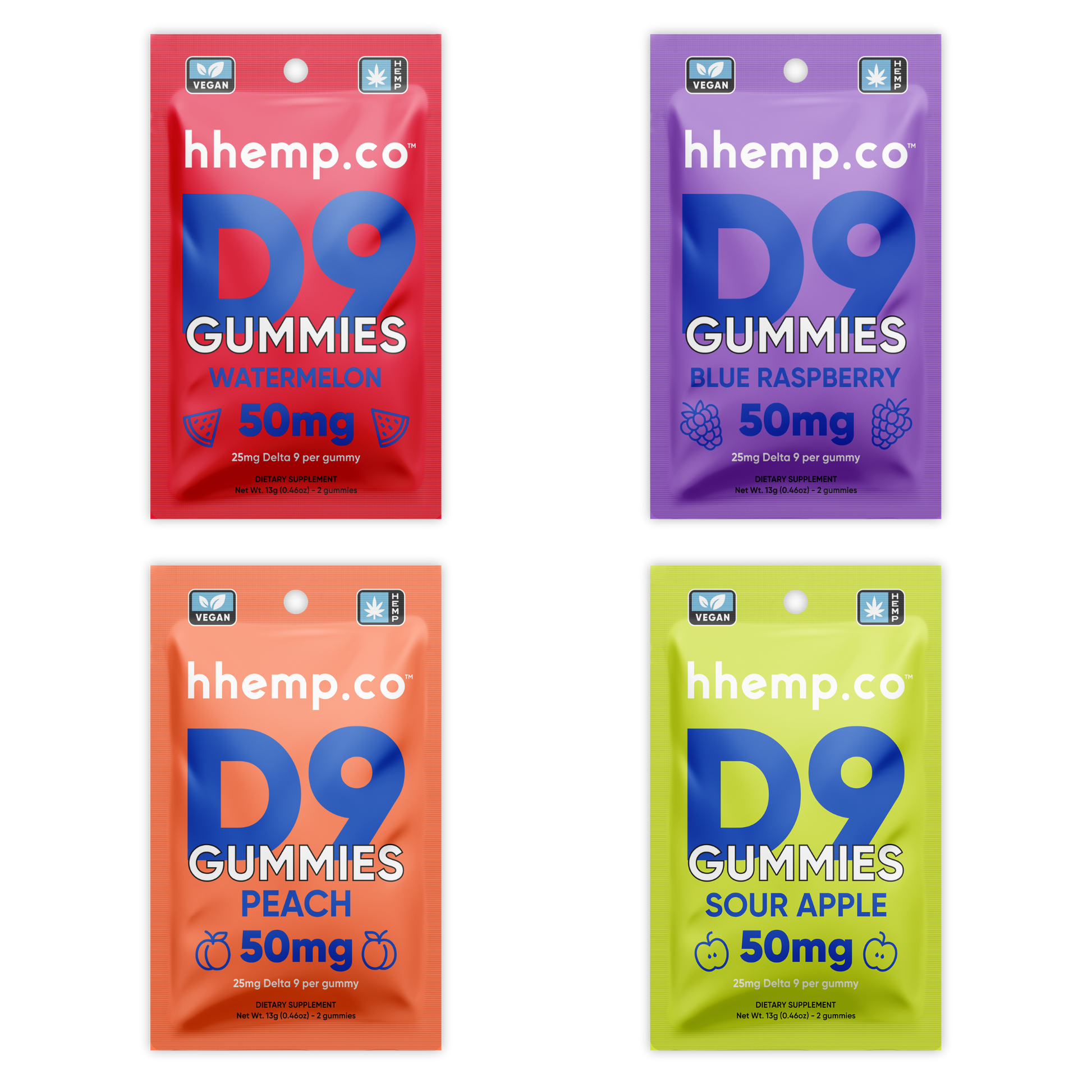 hhemp.co Delta 9 50mg 2pk Gummies - (24ct Box) - hhemp.co Wholesale 