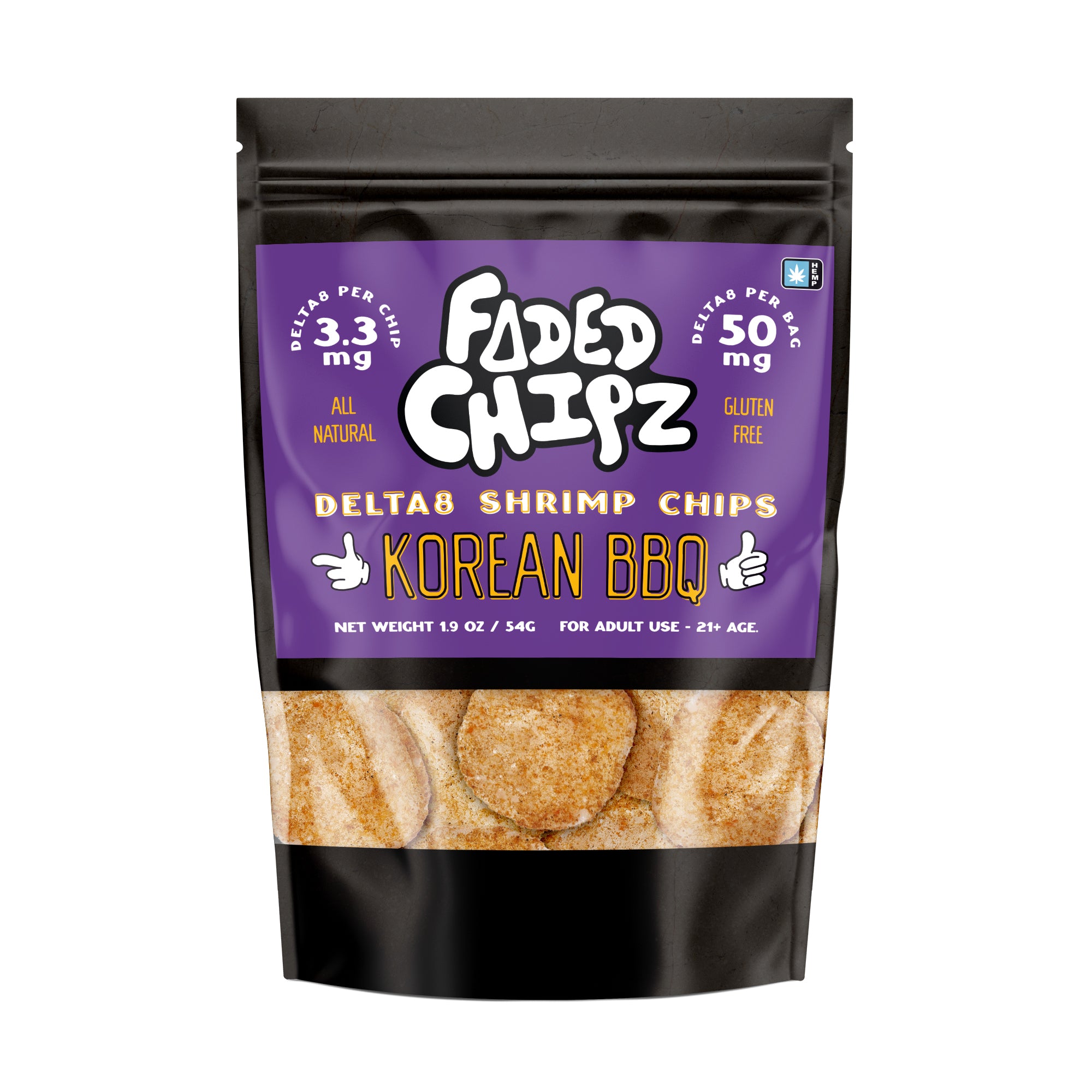 Faded Chipz Delta8 Shrimp Chips 50mg - Korean BBQ (25ct)