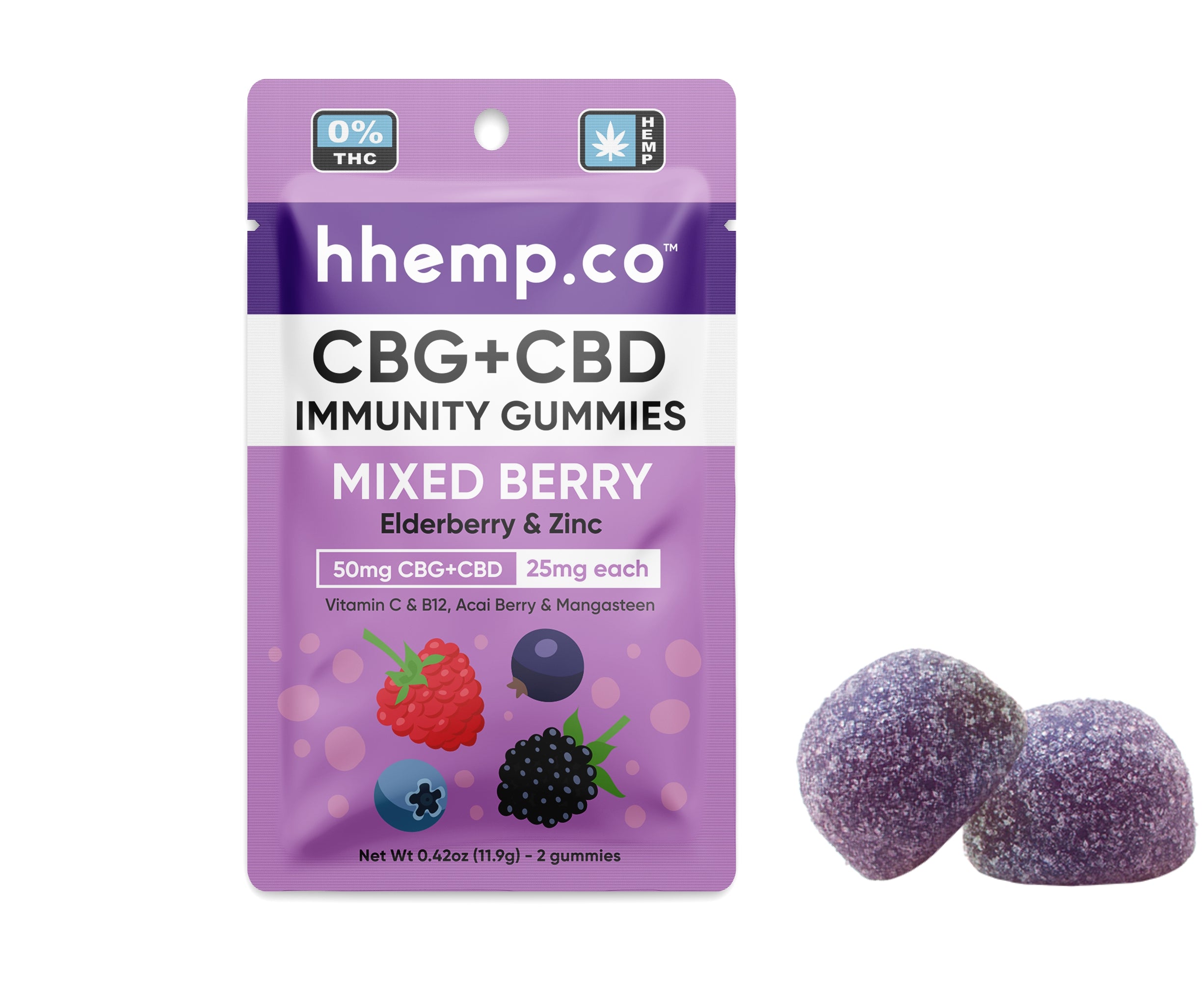 CBG+CBD 50mg Immunity Gummies 2/PK (24ct) - Box