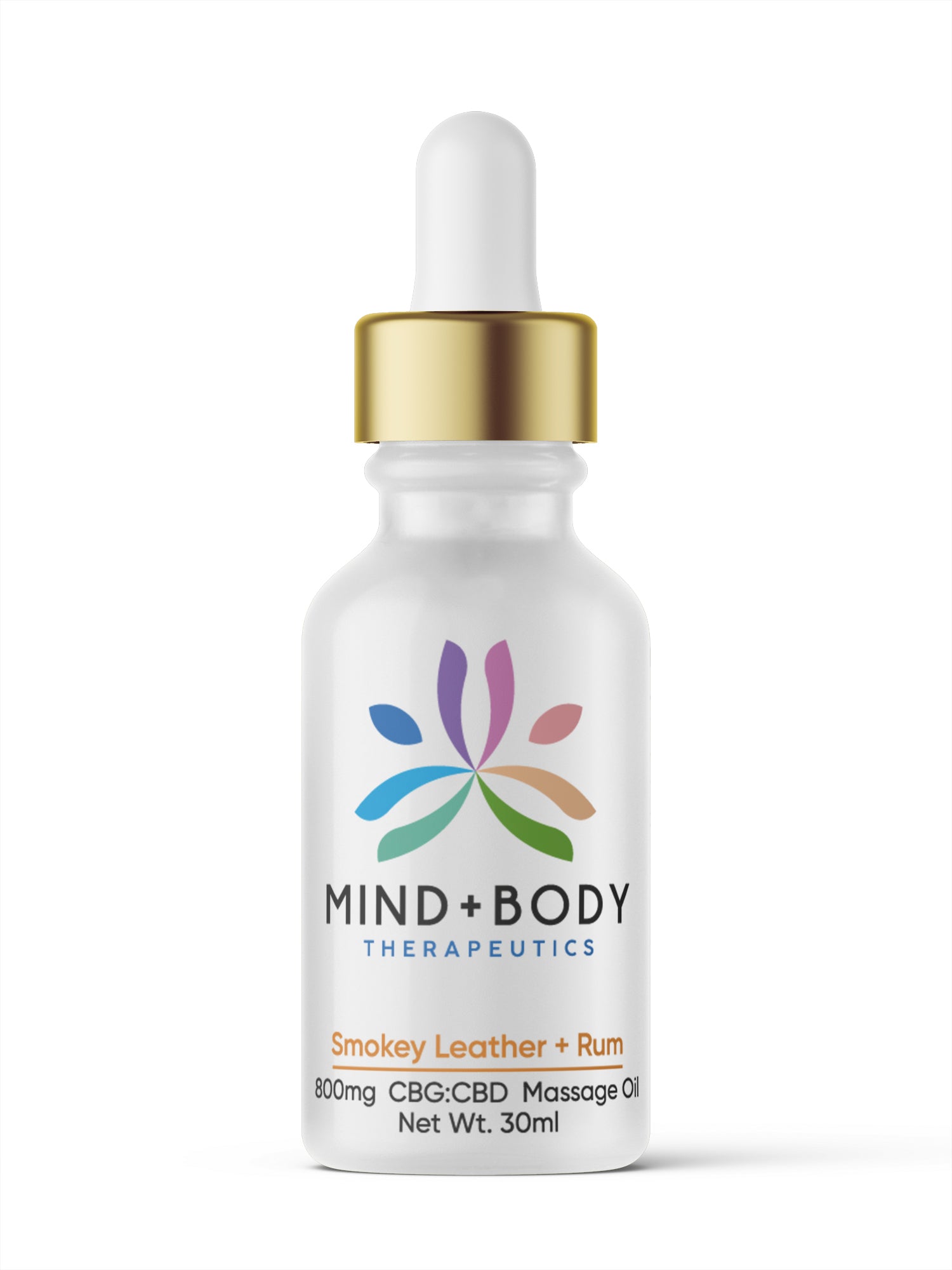 Mind+Body Therapeutics CBG:CBD 800mg Massage Oil 30ml - Smokey Leather + Rum - Unit
