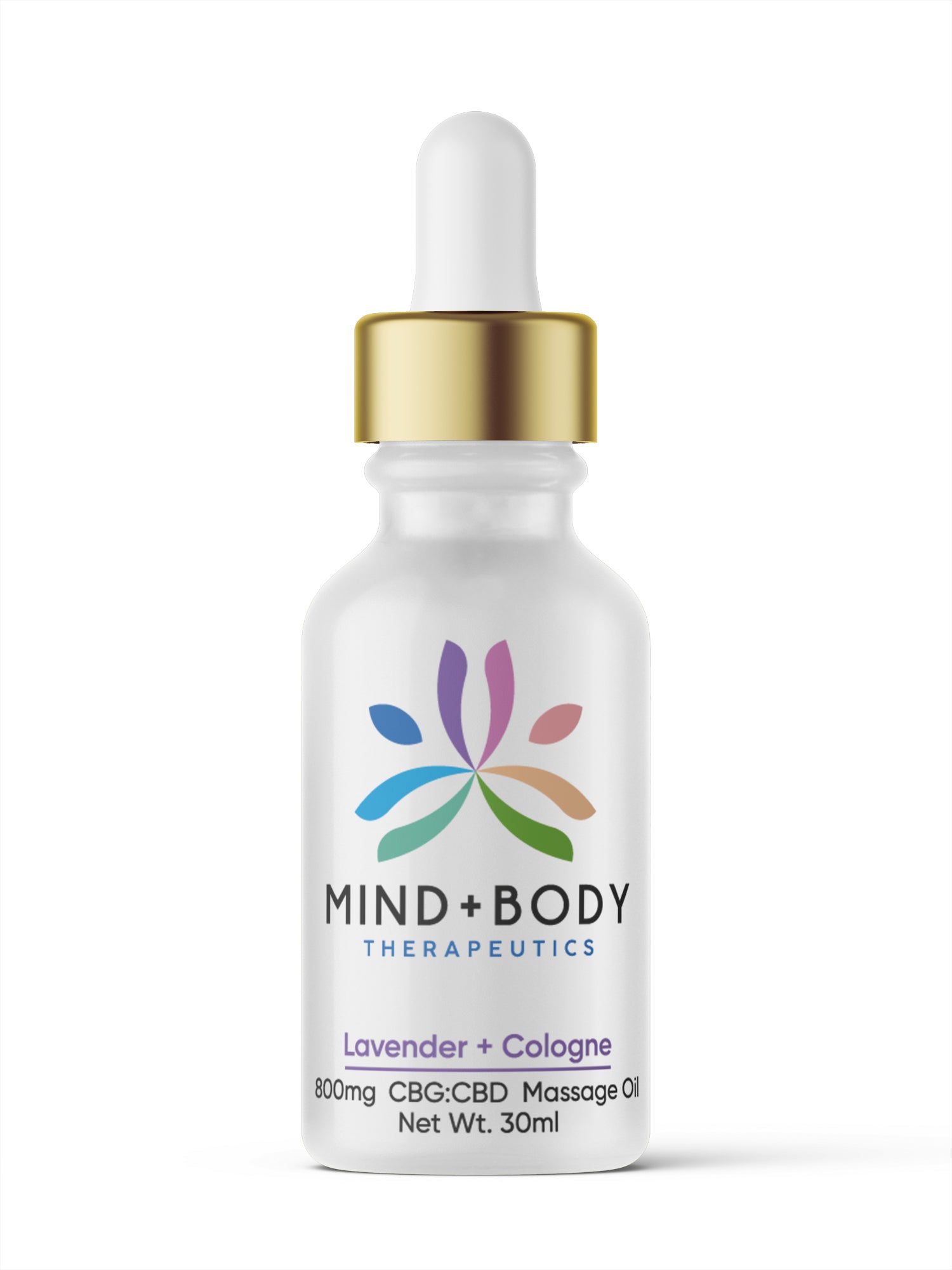 Mind+Body Therapeutics CBG:CBD 800mg Massage Oil 30ml - Lavender + Cologne - Unit