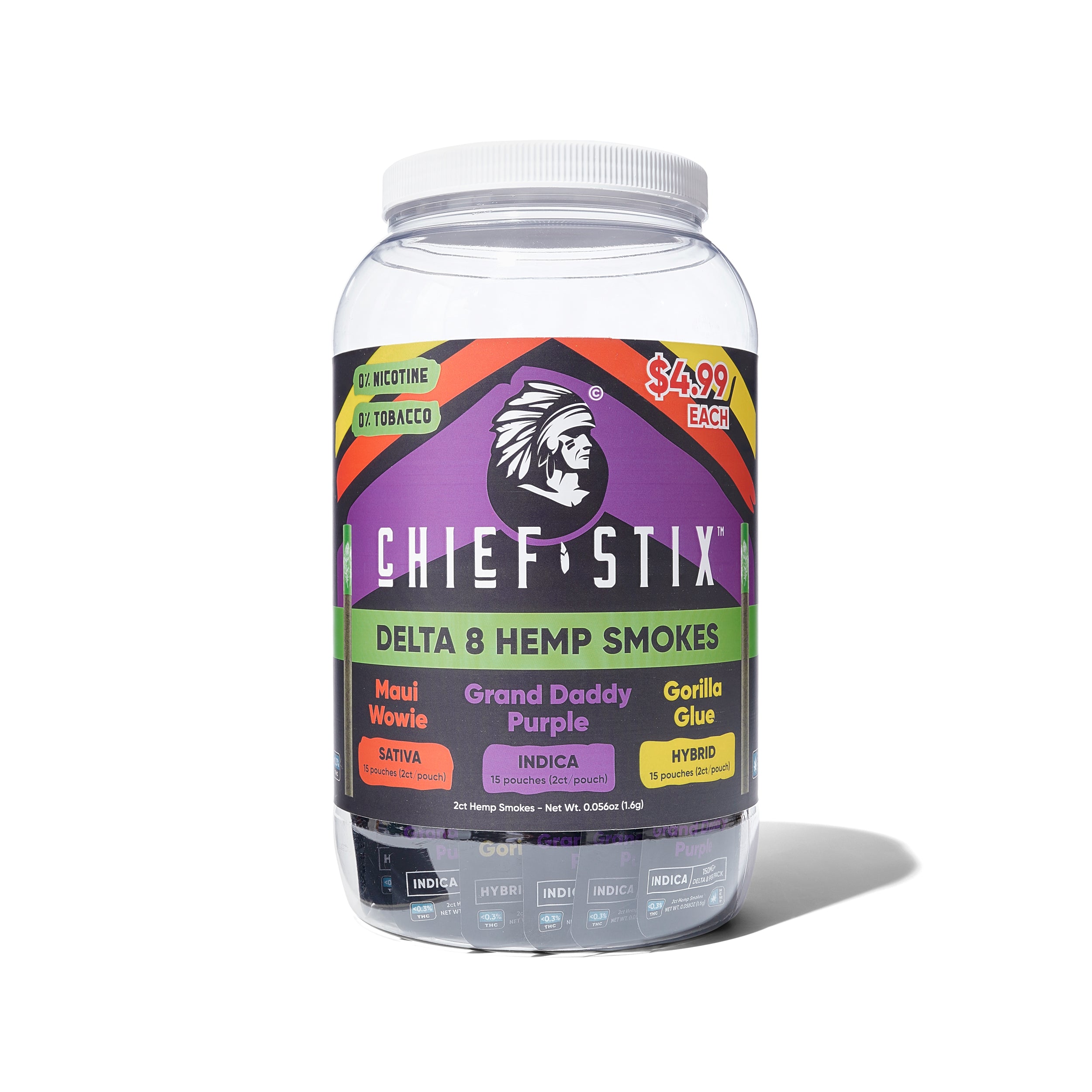 Chief Stix Delta8 Hemp Smokes 2ct Pouch Container (45ct) - Tub