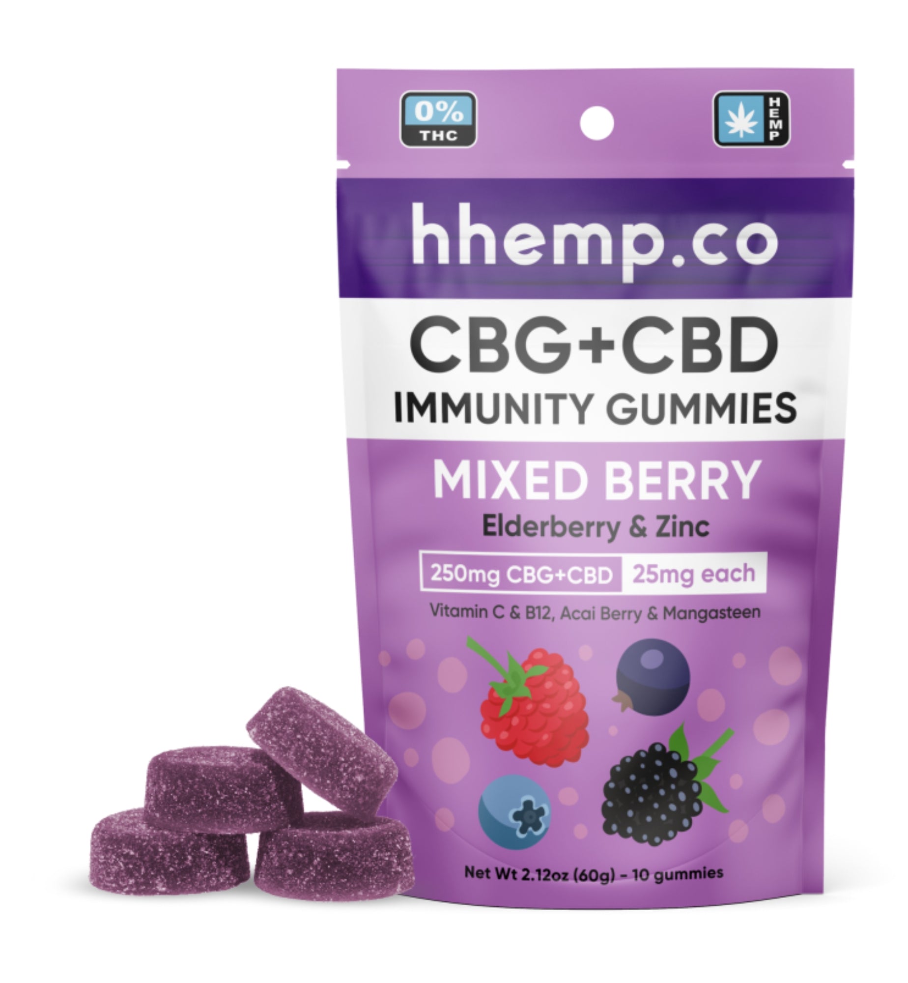 CBG+CBD Immunity Gummies 250mg 10/PK (12ct) - Box