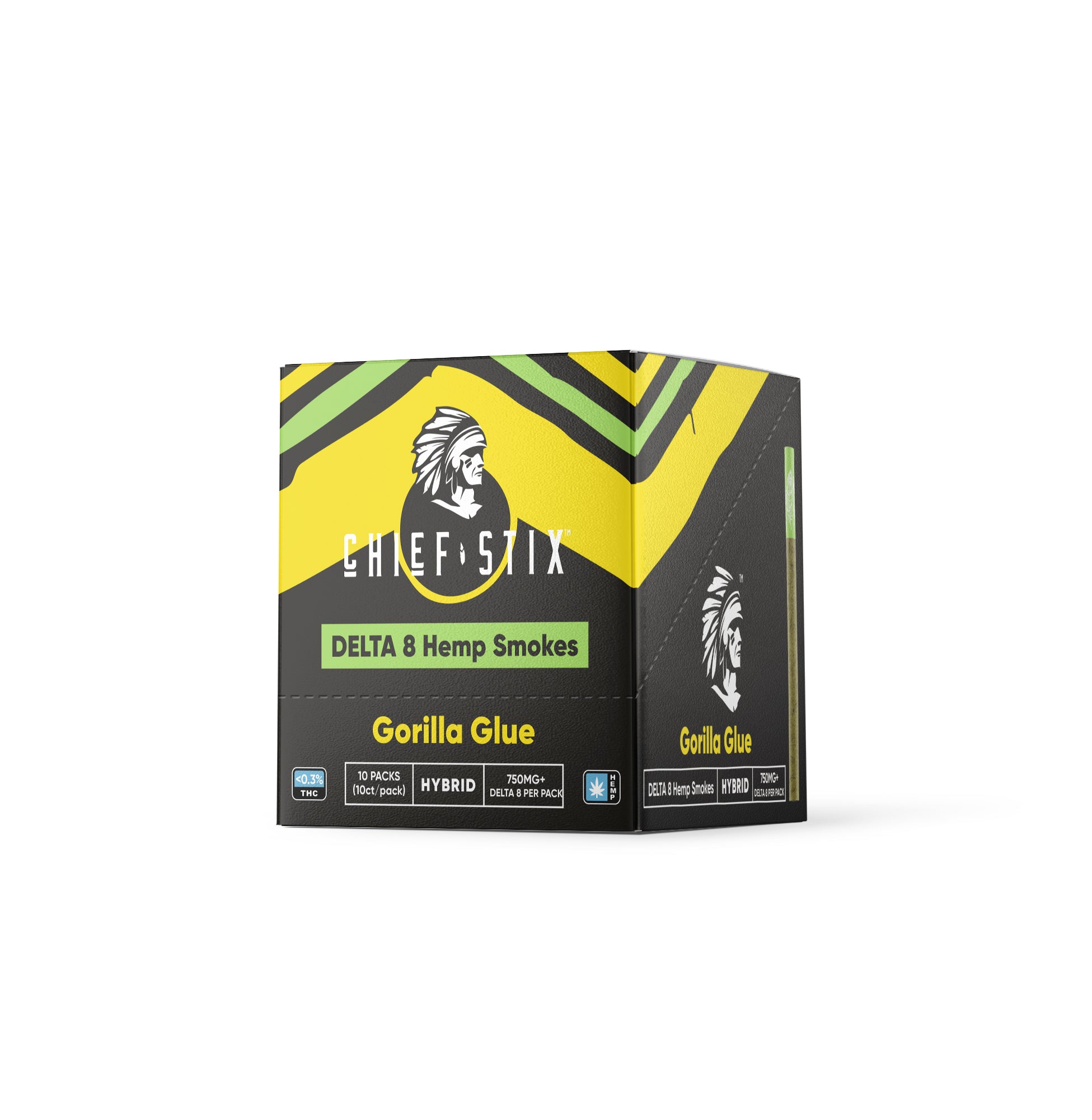 Chief Stix Delta8 Hemp Smokes 750mg Gorilla Glue (10ct) - Carton