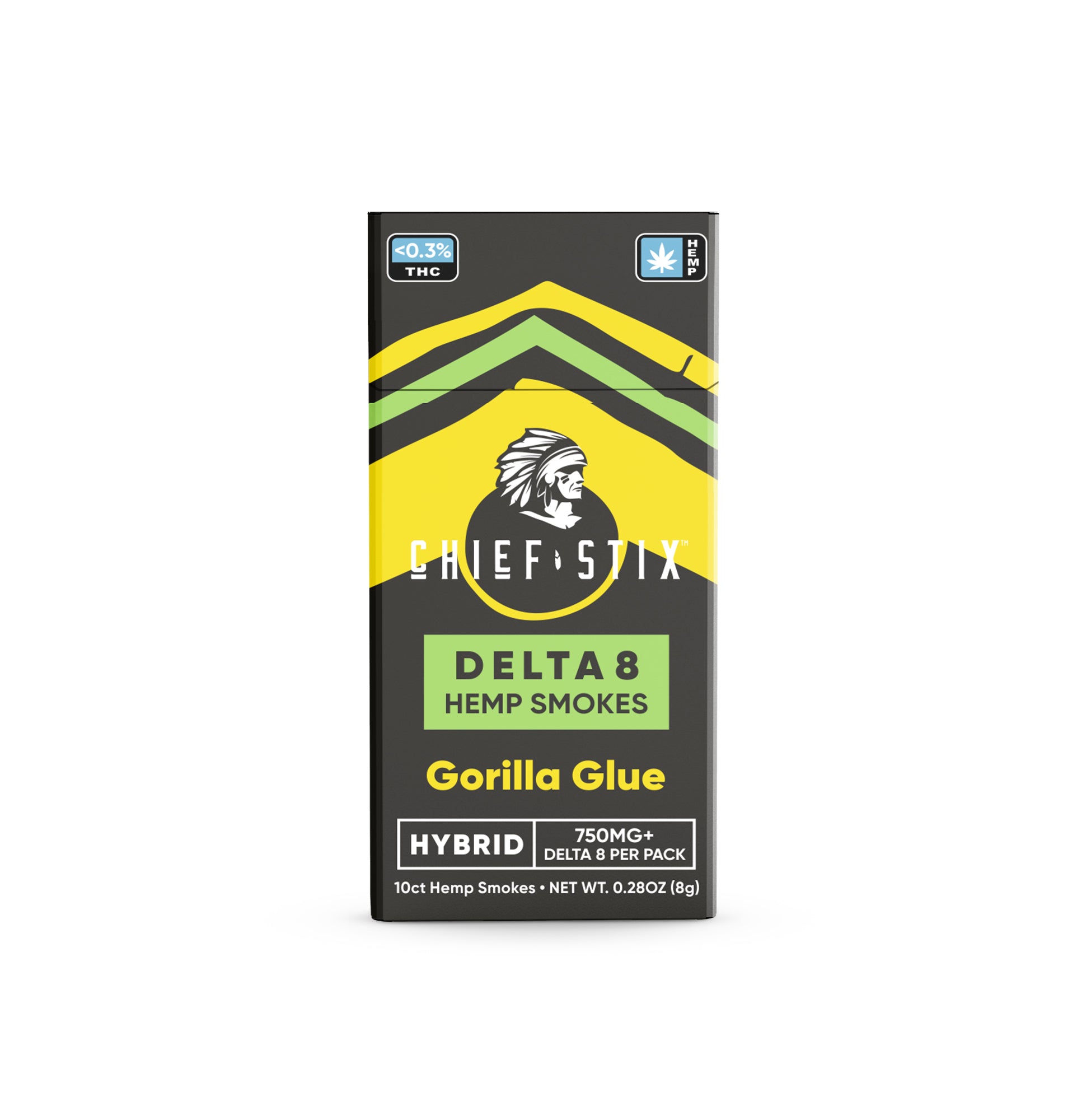 Chief Stix Delta8 Hemp Smokes 750mg Gorilla Glue (10ct) - Carton