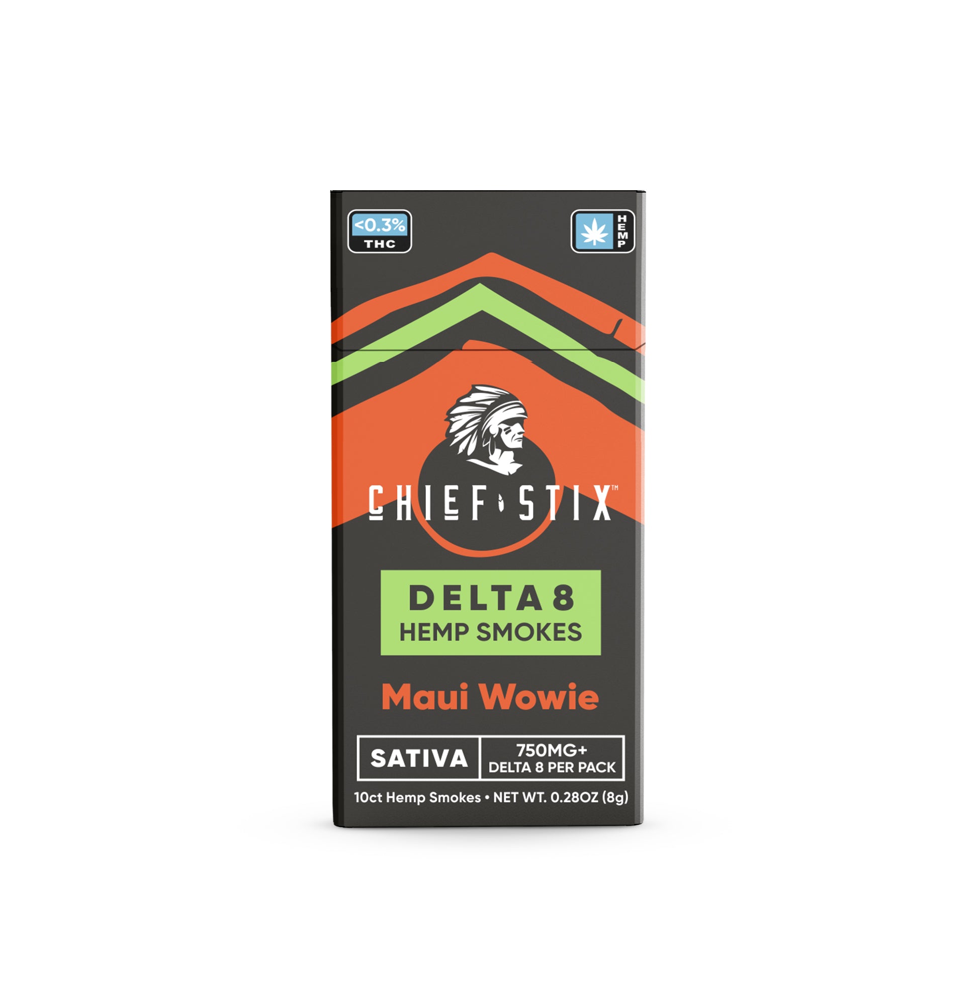 Chief Stix Delta8 Hemp Smokes 750mg Maui Wowie (10ct) - Carton