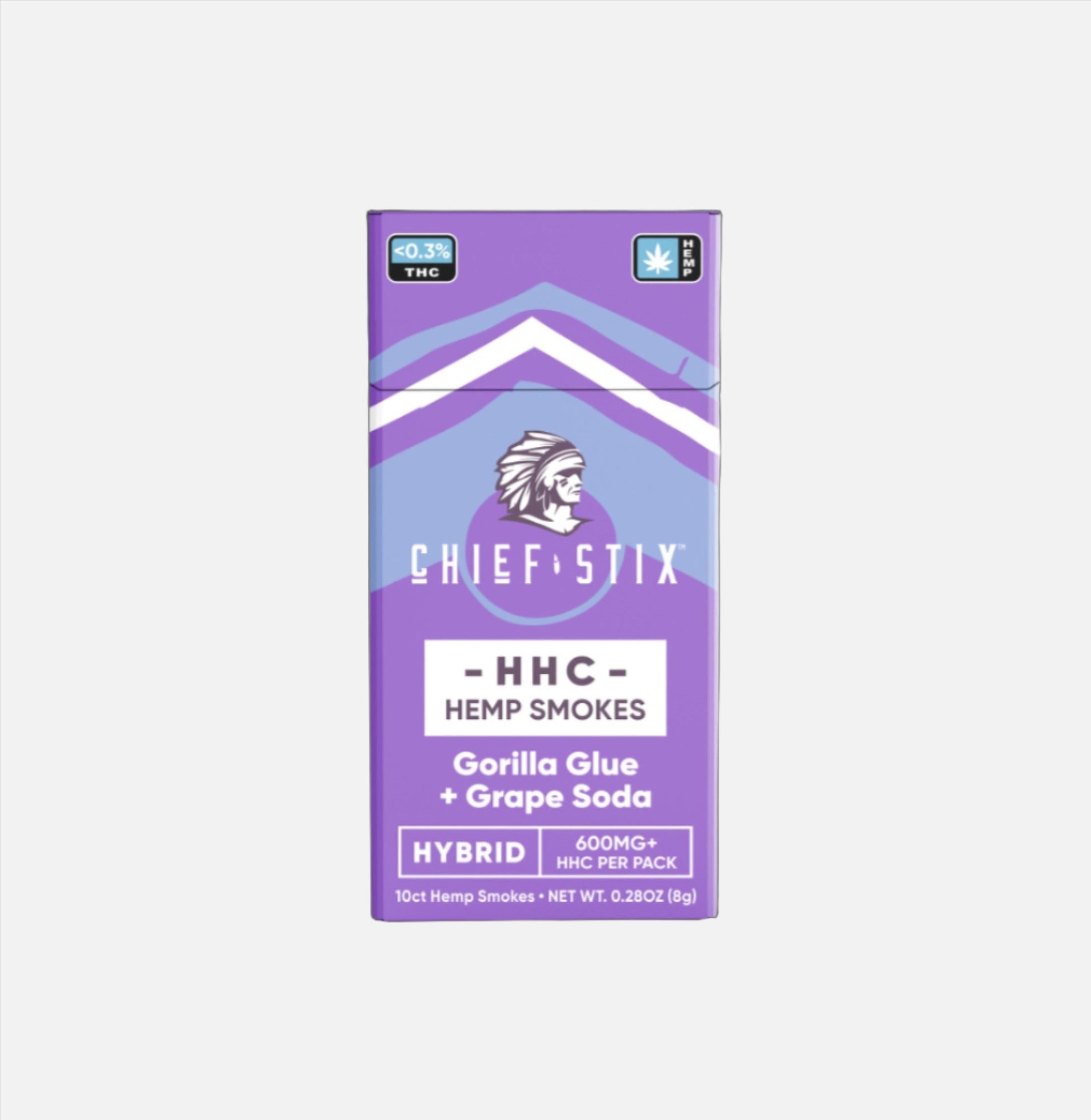 Chief Stix HHC Infused Hemp Smokes Gorilla Glue + Grape Soda Hybrid 600mg (10ct) - Carton
