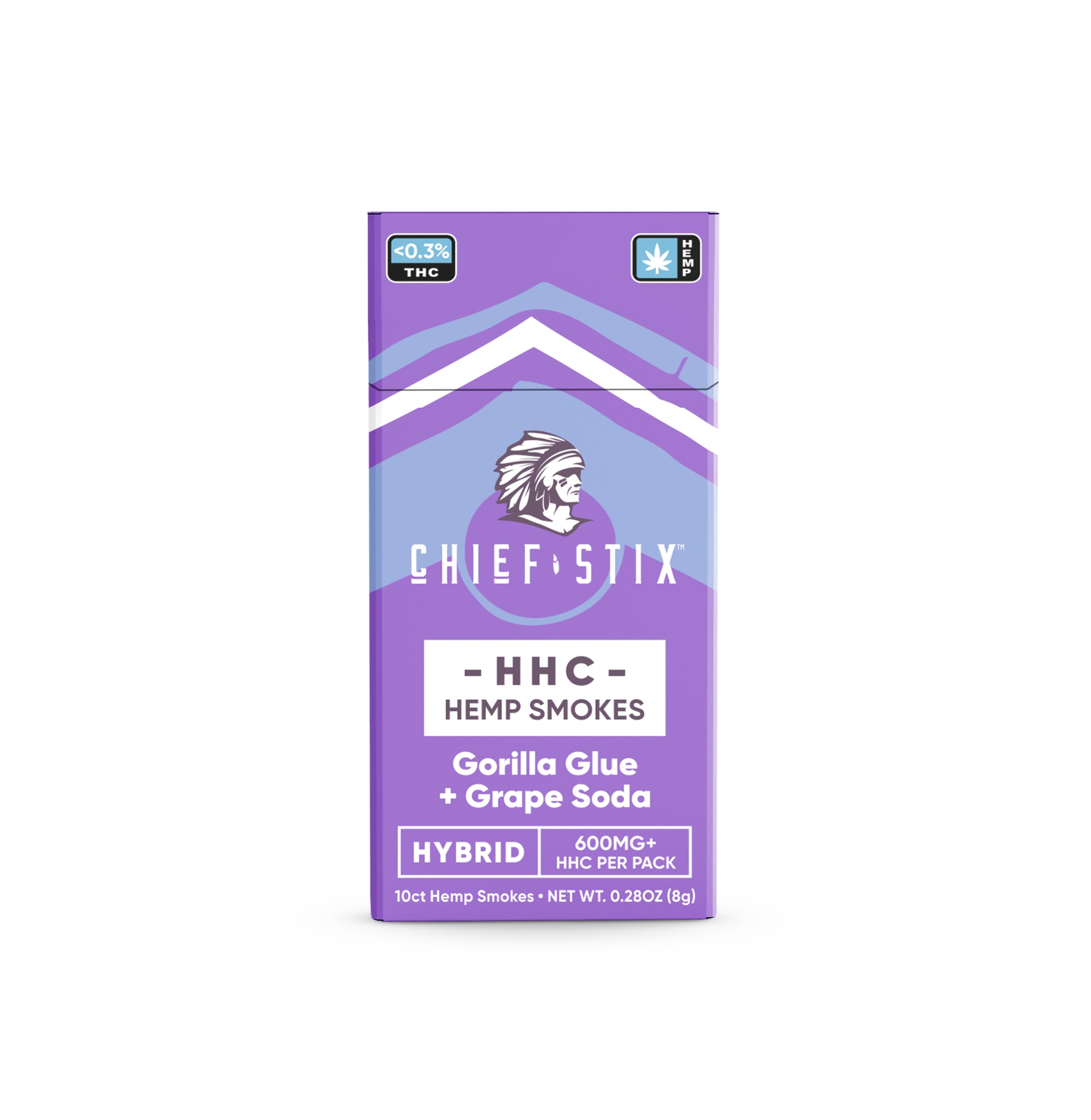 Chief Stix HHC Infused Hemp Smokes Gorilla Glue + Grape Soda Hybrid 600mg (10ct) - Carton