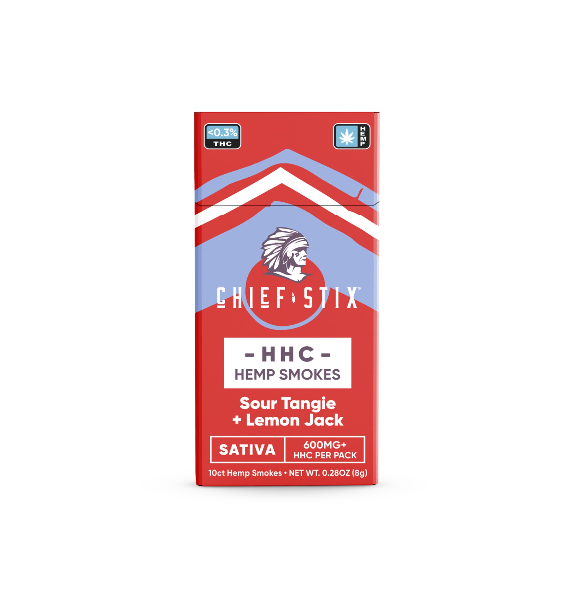Chief Stix HHC Infused Hemp Smokes Sour Tangie + Lemon Jack Sativa 600mg (10ct) - Carton