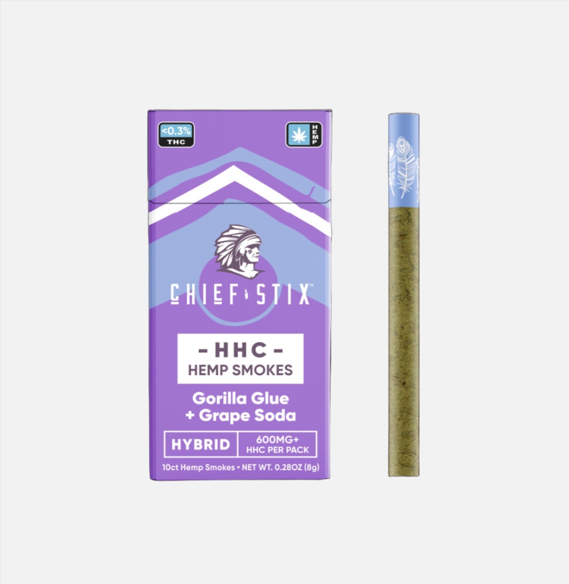 Chief Stix HHC Infused Hemp Smokes Gorilla Glue + Grape Soda Hybrid 600mg (10ct) - Carton