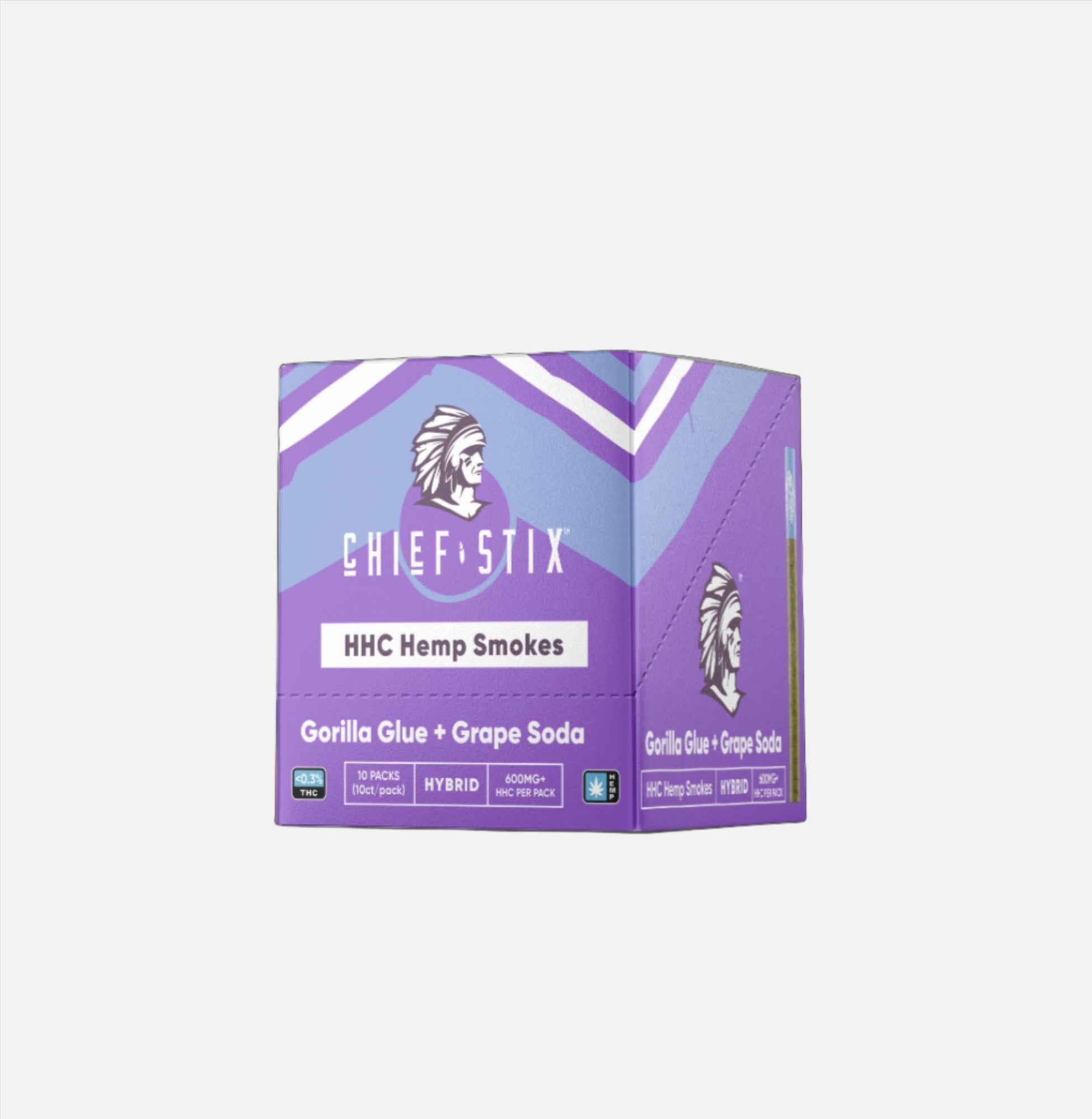 Chief Stix HHC Infused Hemp Smokes Gorilla Glue + Grape Soda Hybrid 600mg (10ct) - Carton