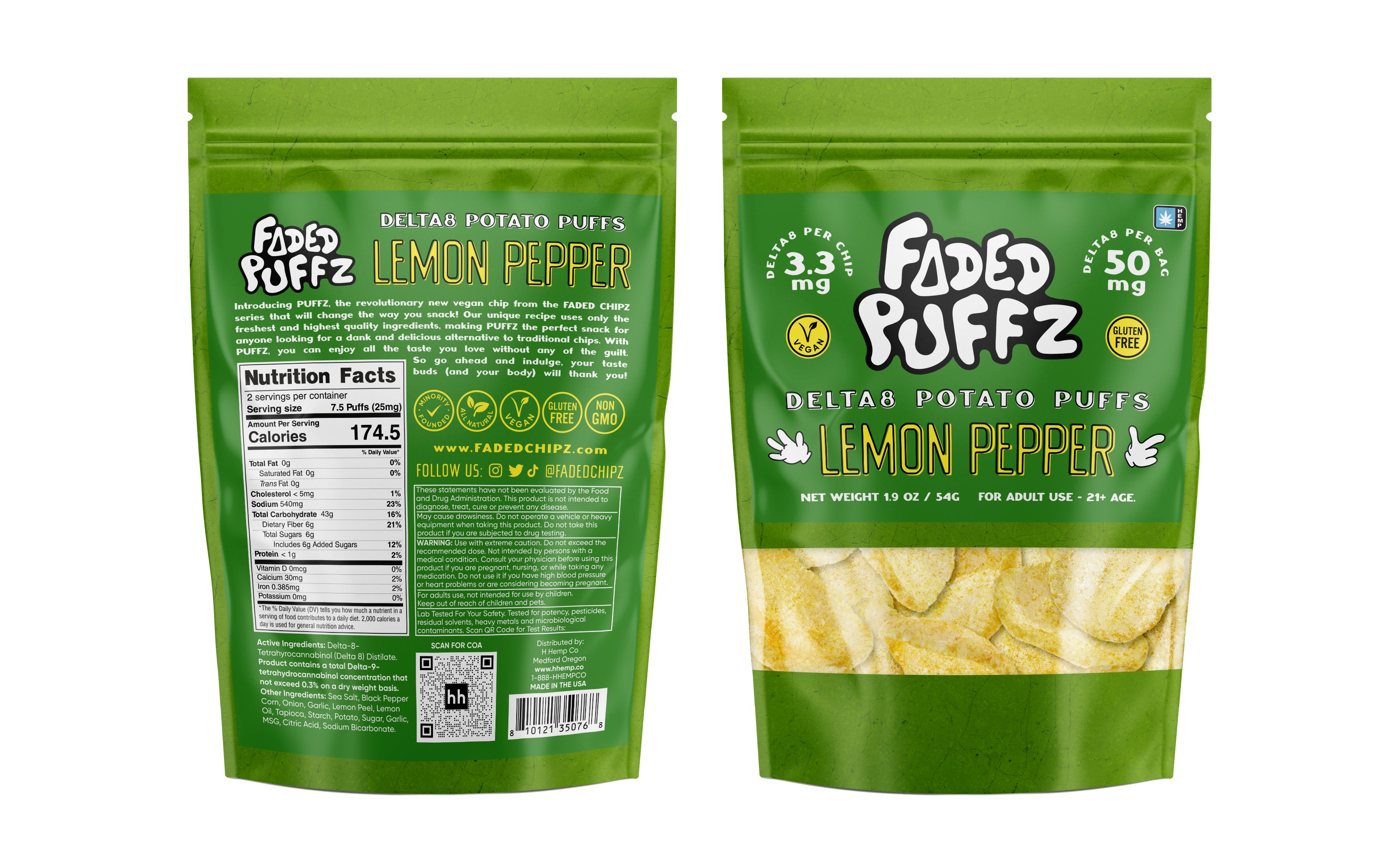Faded Puffz Delta8 Potato Chips 50mg - Lemon Pepper (25ct)