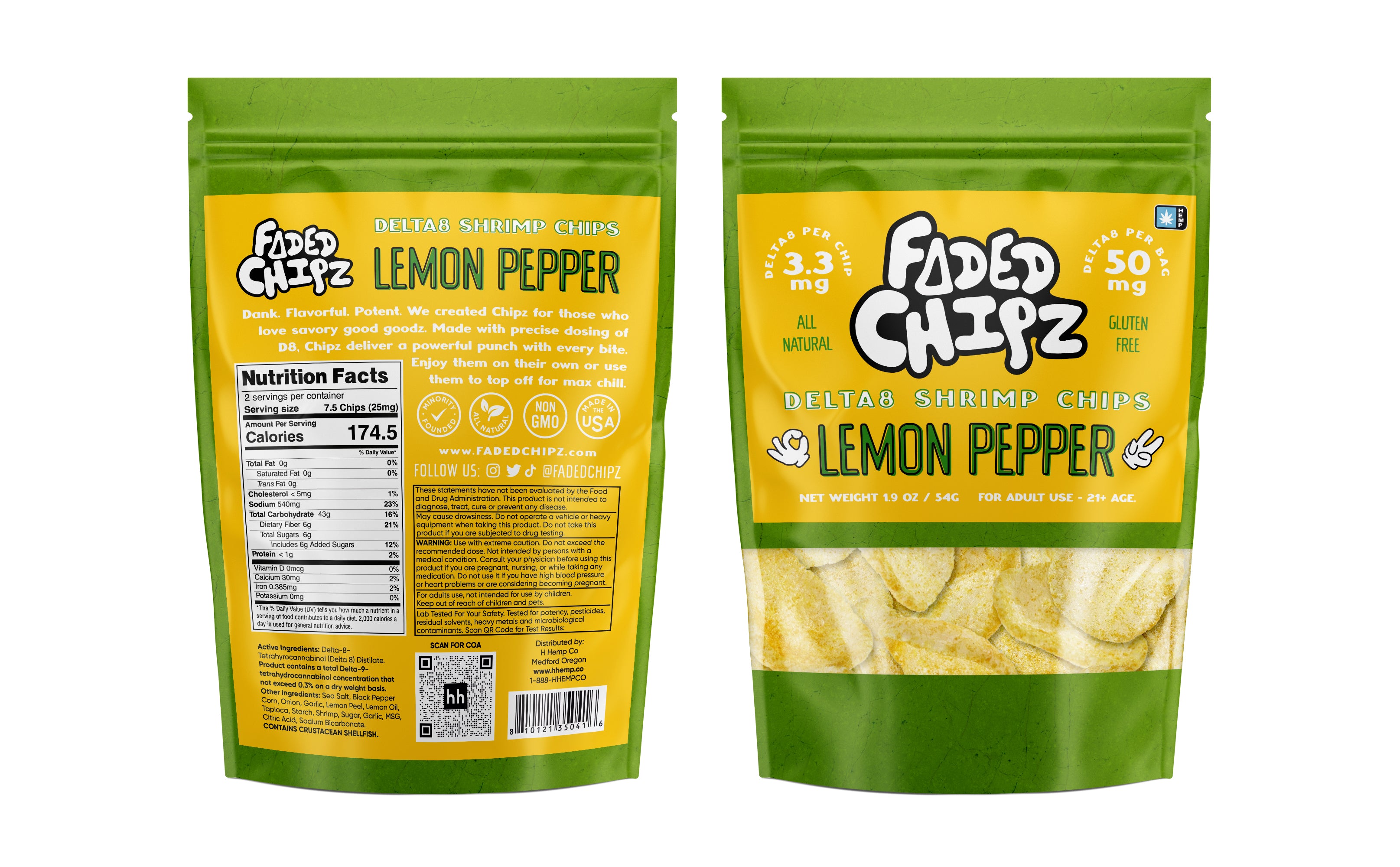 Faded Chipz Delta8 Shrimp Chips 50mg - Lemon Pepper (25ct)