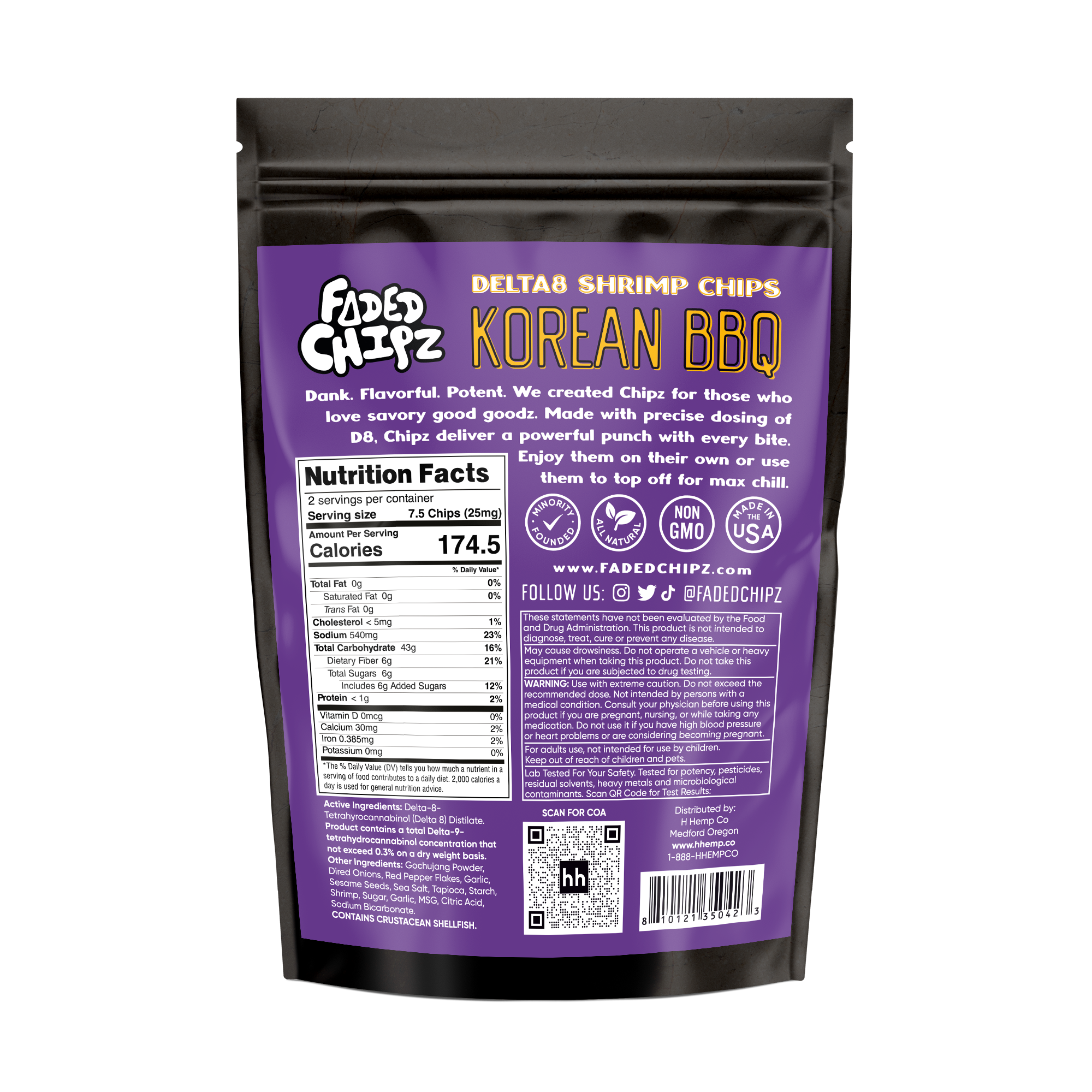 Faded Chipz Delta8 Shrimp Chips 50mg - Korean BBQ (25ct)