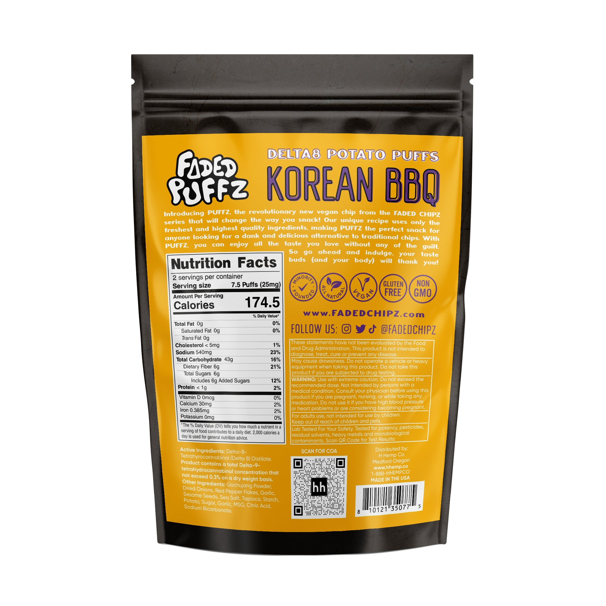 Faded Puffz Delta8 Potato Chips 50mg - Korean BBQ (25ct)