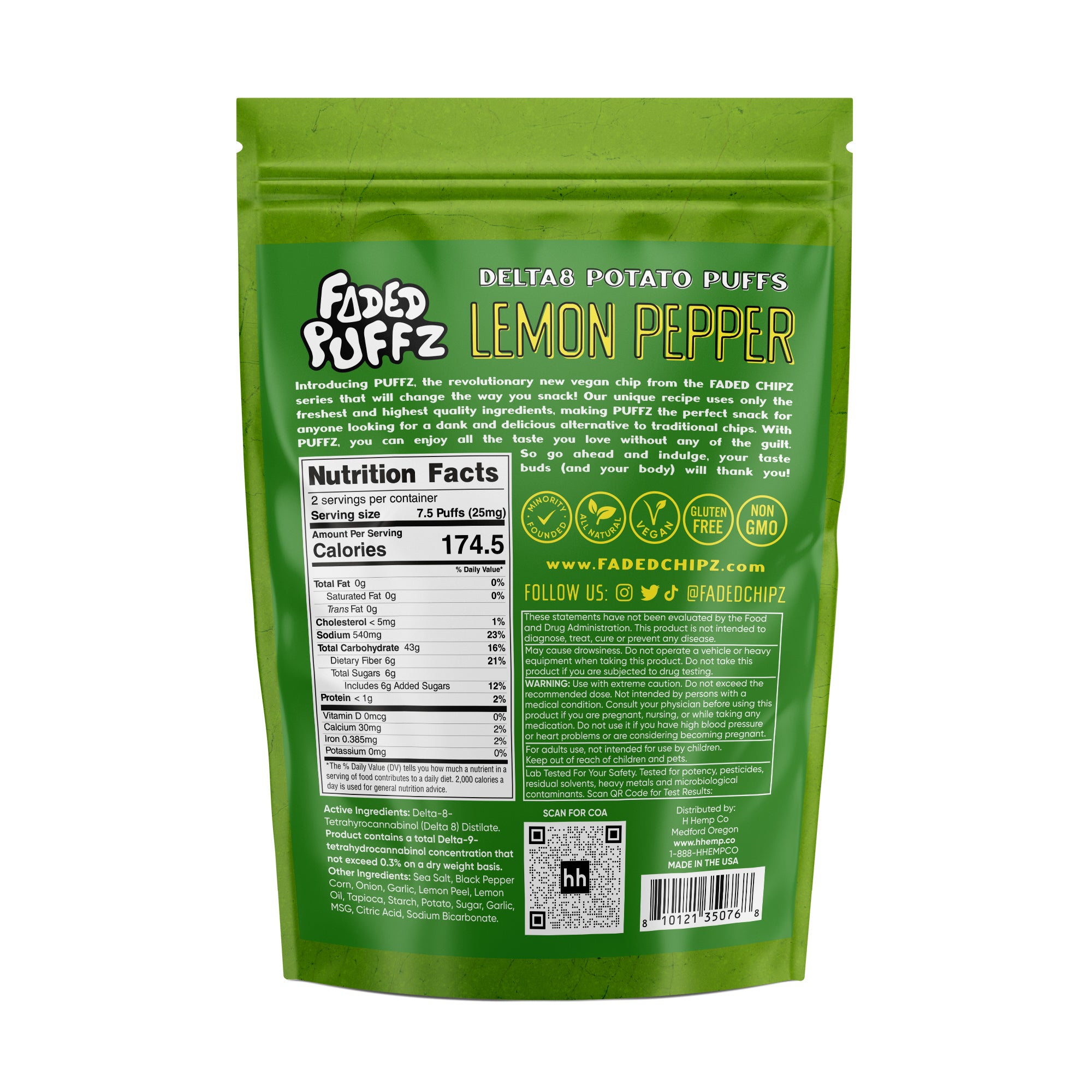 Faded Puffz Delta8 Potato Chips 50mg - Lemon Pepper (25ct)