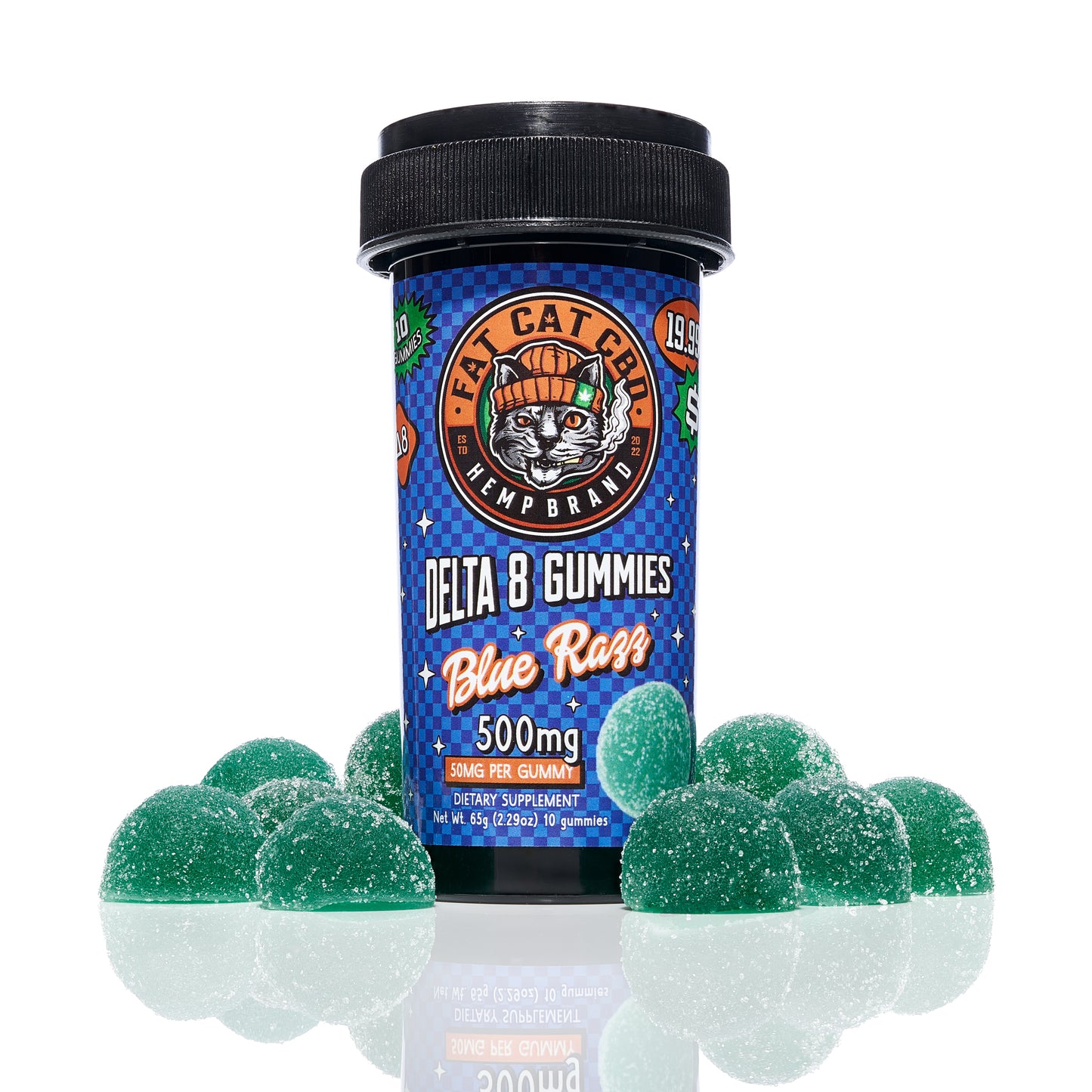 Fat Cat Delta 8 Blue Razz Gummies 500mg (12ct)