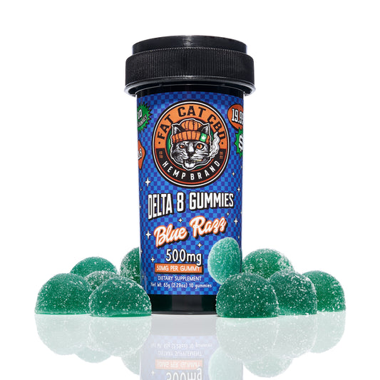 Fat Cat Delta 8 500mg 10pk Blue Razz Gummies - (12ct Box)