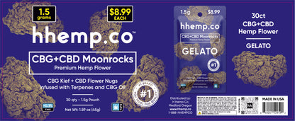 hhemp.co CBG + CBD 1.5g Moonrocks Gelato - (30ct Tub)